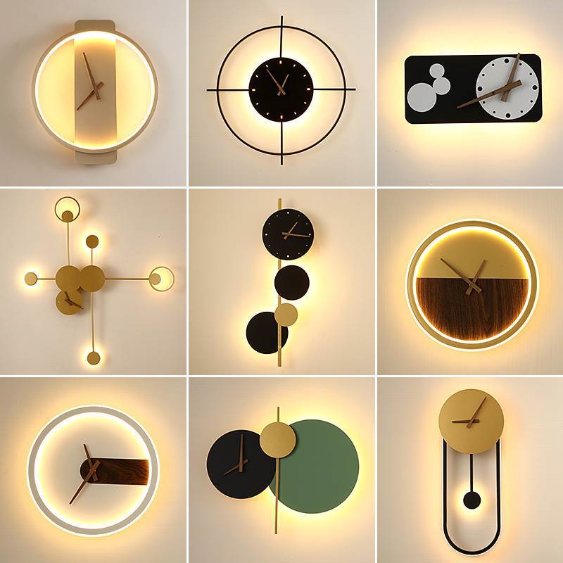 Scandinavian Clock Wall Lamp Living Room Bedroom Background Wall Lamp Decorative Wall Clock Home Art Stylish Led Accessible Luxury Style