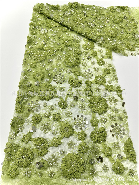 Moda Gao Ding pequeña fresca ins viento flor disco tela de vestido de diseño nicho tela de encaje de perlas image 12