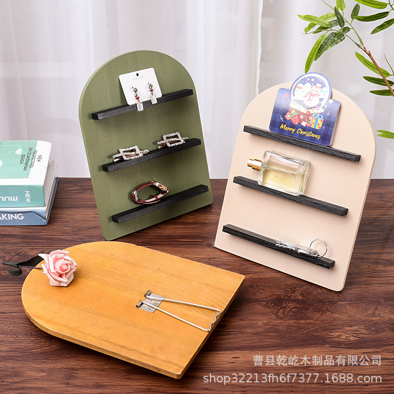 木质化妆品收纳架 指甲油展示架 创意圆拱形整理架 北欧风杂物架