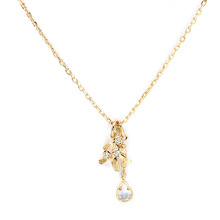 aget*春季同款叶子水晶双吊坠S925纯银 女项链首饰厂家批发 代发