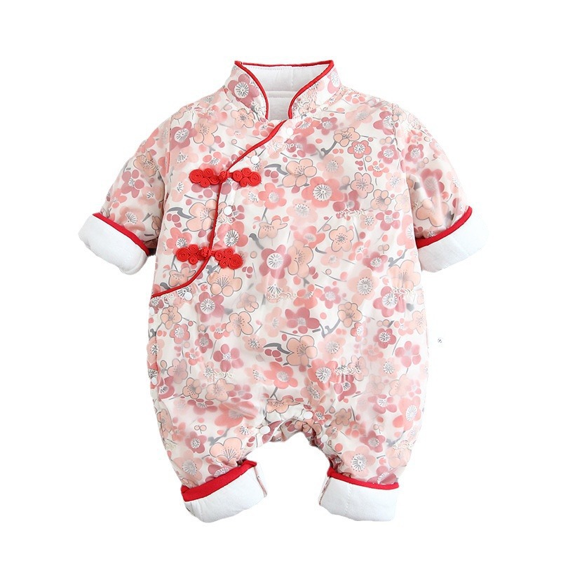 Ropa del bebé mameluco mono invierno estilo chino Luna Llena recién nacido algodón fino acolchado caliente