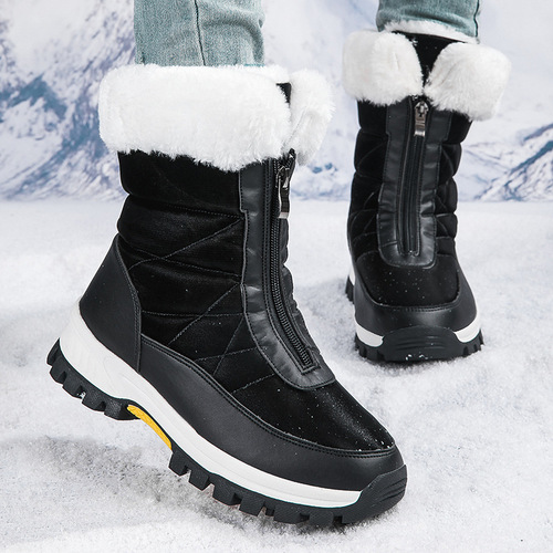 Outdoor Cotton Shoes with Fleece and Thick Large Women's Fashion Short Boots Snow Boots New Fall/Winter High-Top Warm