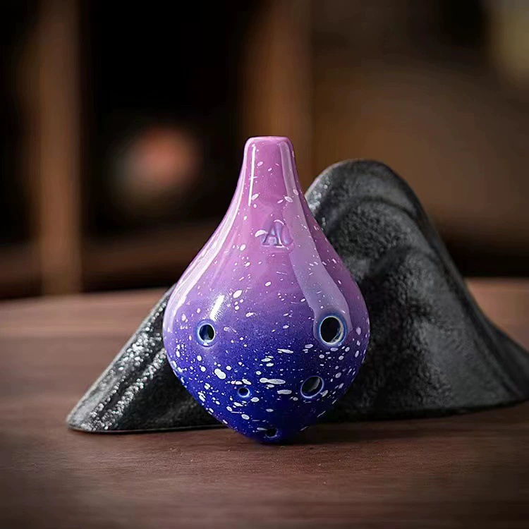 Six-hole oval alto AC-tuning starry sky pottery beginners students perform musical instruments 6-hole C-tuning oval can be engraved