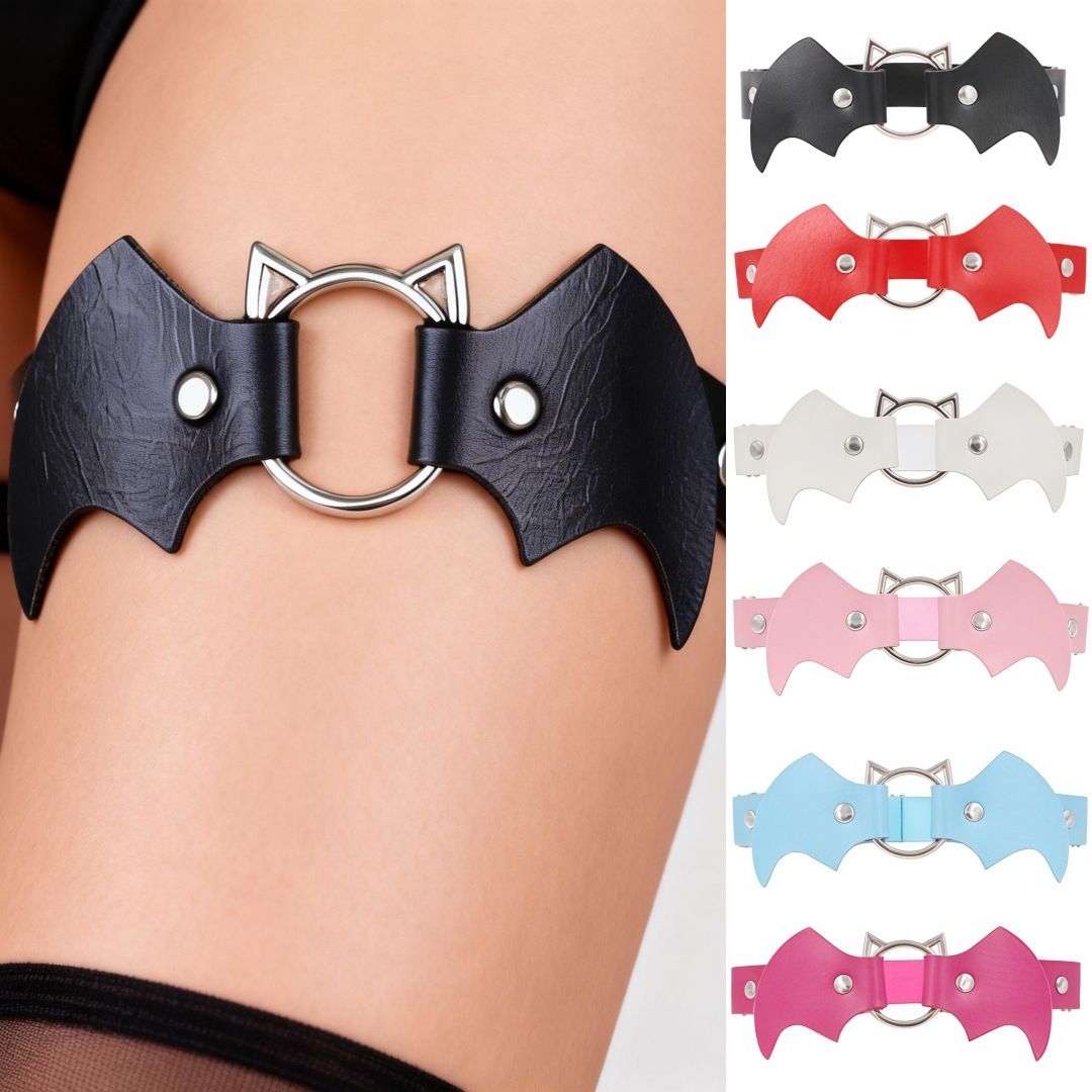 Eco-Friendly Pu Leather Harajuku Punk Anime Cosplay Batman Leg Rings Street Style Garter Belts Street Dance Ankle Cuffs