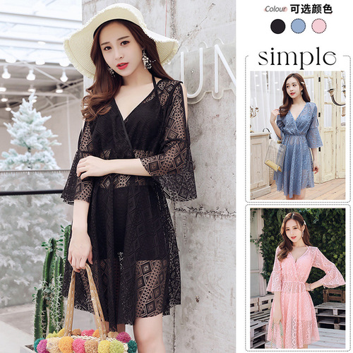 Swimsuit Women's One Piece Set with Steel Cup Sexy Top Lace Ultra Fairy Ladies Resort Hot Spring Swimwear Wholesale 