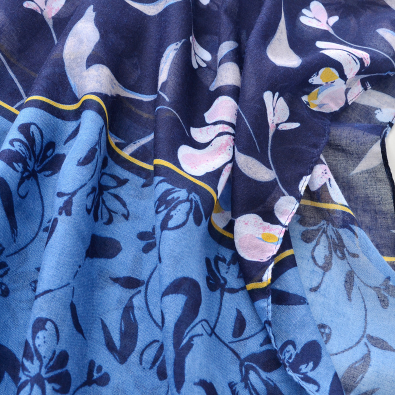 Yunnan Lijiang viajes retro estilo étnico azul marino bufanda verano Delgado aire acondicionado protector solar chal hecho a mano borla bufanda