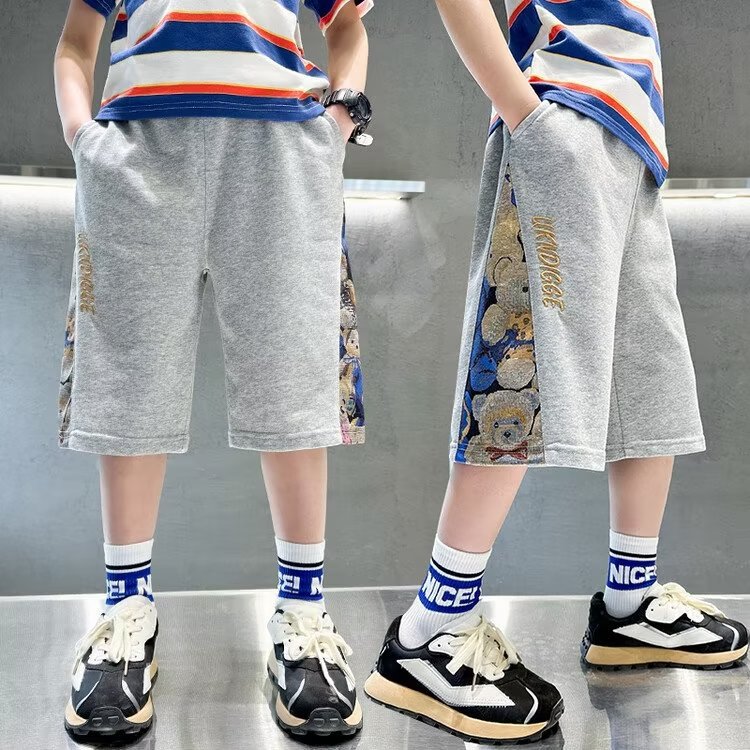 Boys' Summer Thin Pants 2023 New Children's Knee-Length Shorts, Mid-Length Sports Pants, Stylish Shorts for Boys