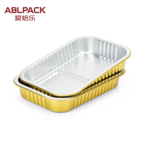 Source factory aluminum foil barbecue takeout lunch box ready meal packaging rectangular colorful aluminum foil heat-resistant cup