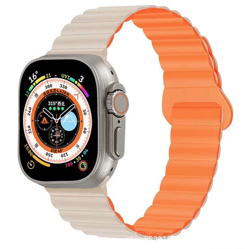 Подходит для Apple iWatchs11 двухцветный магнитный силиконовый ремешок s109876ultra, спортивный универсальный