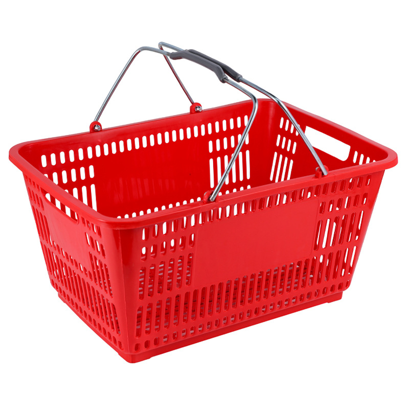 工厂包邮超市塑料购物篮加厚铁把手提篮便利店赵一鸣零食很忙商用