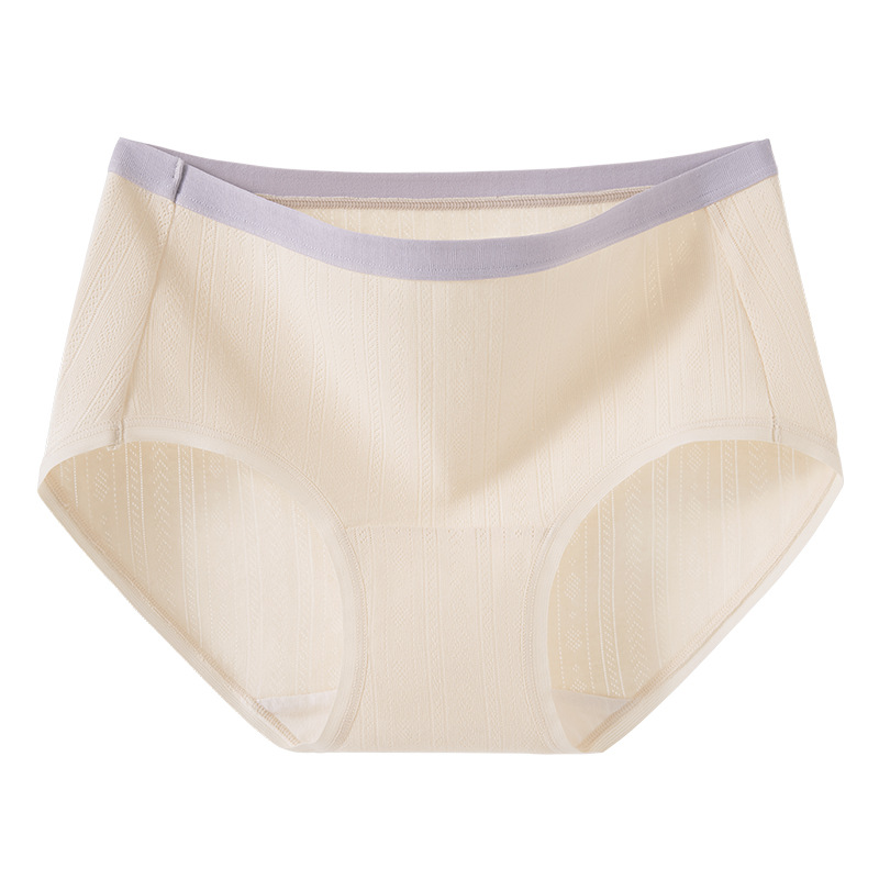 Ropa interior de cadera transpirable de algodón de hilo floral, entrepierna antibacteriana de grado 10A, entrepierna larga, ropa interior de contraste de algodón puro, ropa interior de mujer
