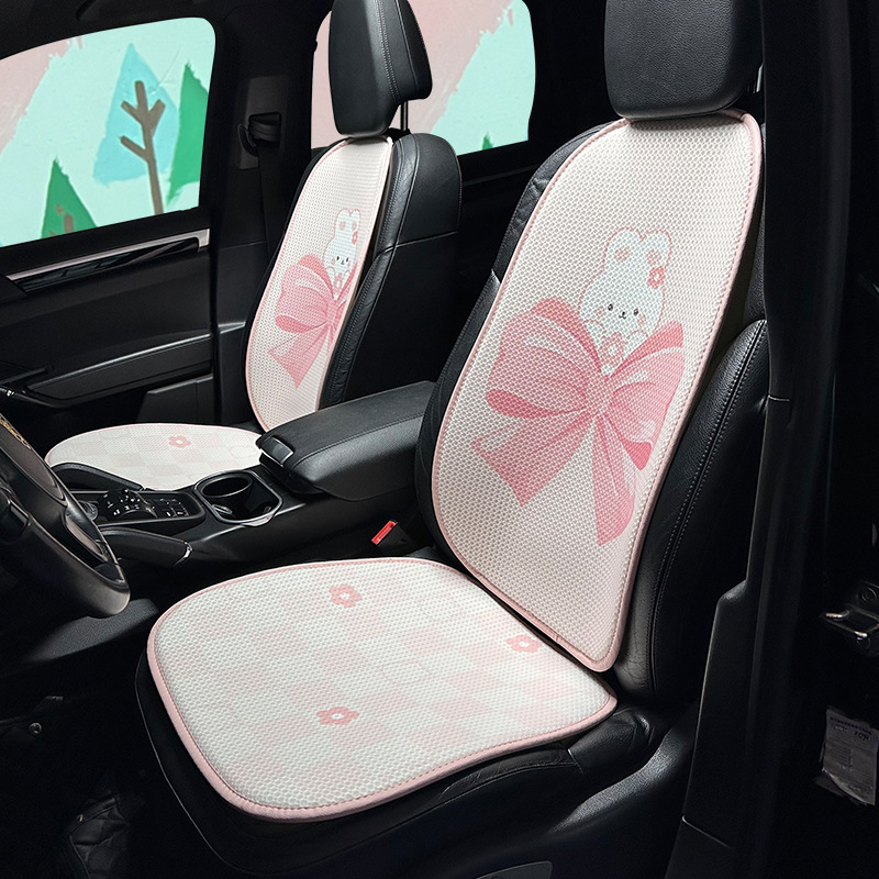 Cartoon Car Seat Cushion Summer Ice Silk Ventilated Car Seat Cushion Cute Bunny Car Seat Cushion Universal For All Seasons