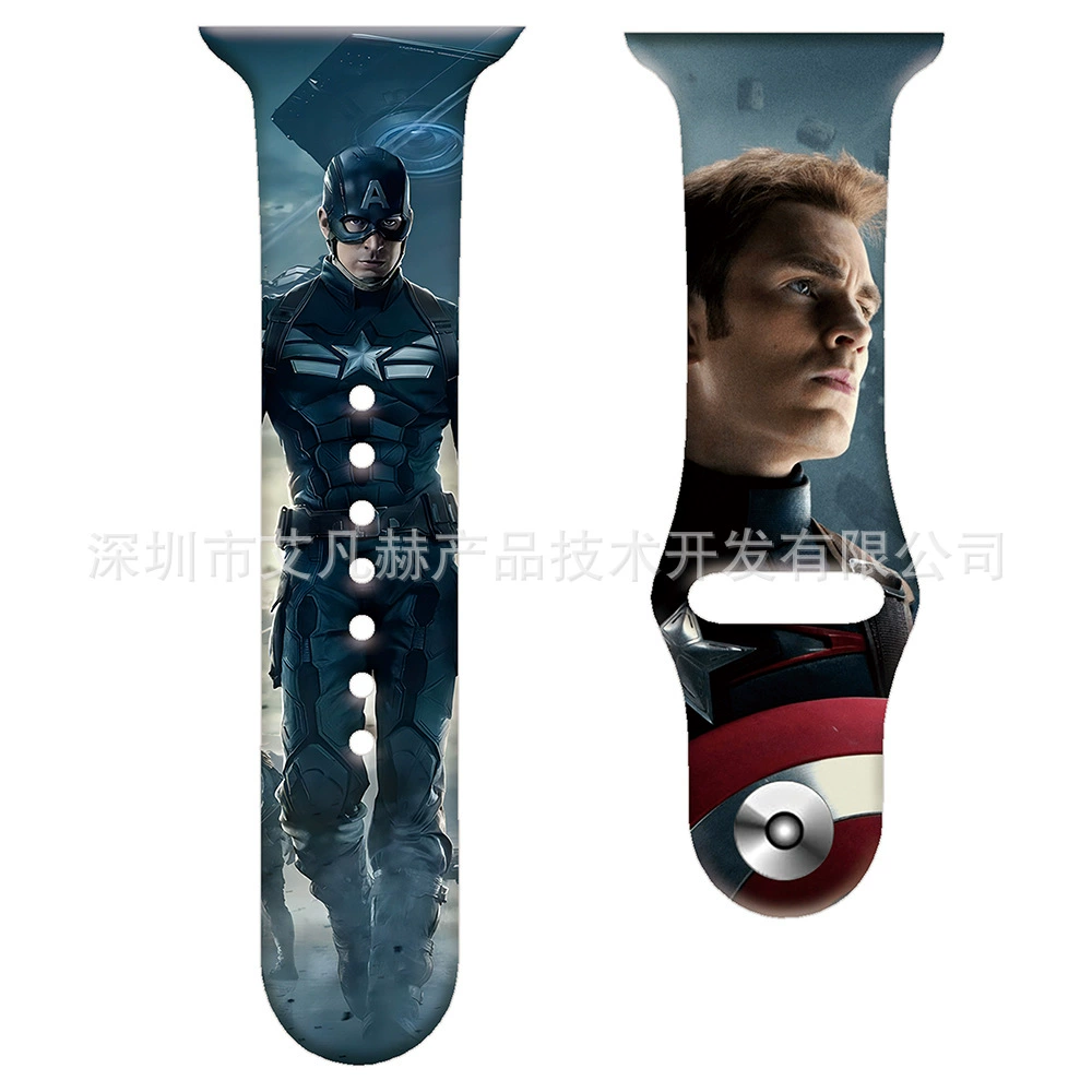 Apple, герои, силиконовая стропа для часов, Marvel, Капитан Америка, Бэтмен