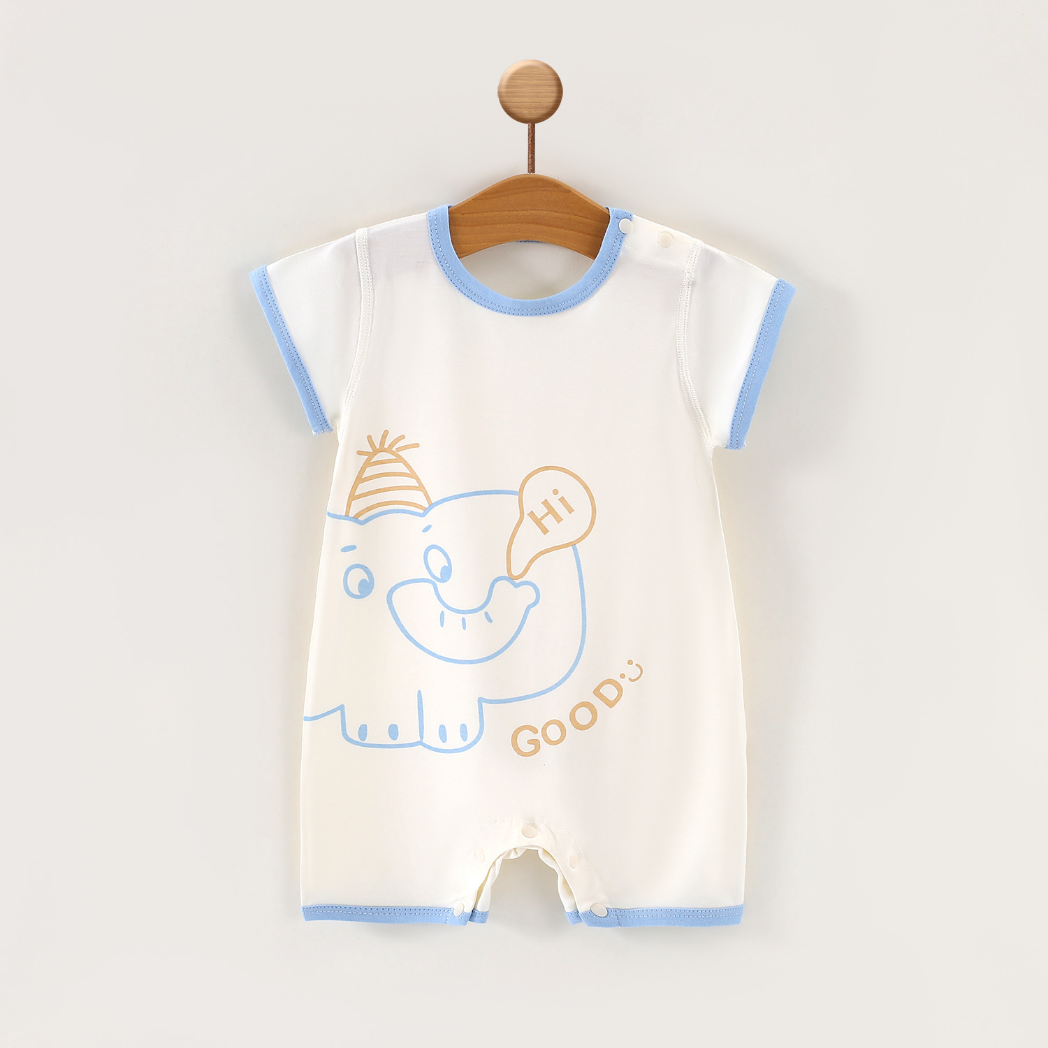 Baby's Summer Pure Cotton All-in-one Suit Class A Short-sleeved Hats Baby's Belly-protecting Thin Monk Suit Air-conditioning Suit Climbing Suit