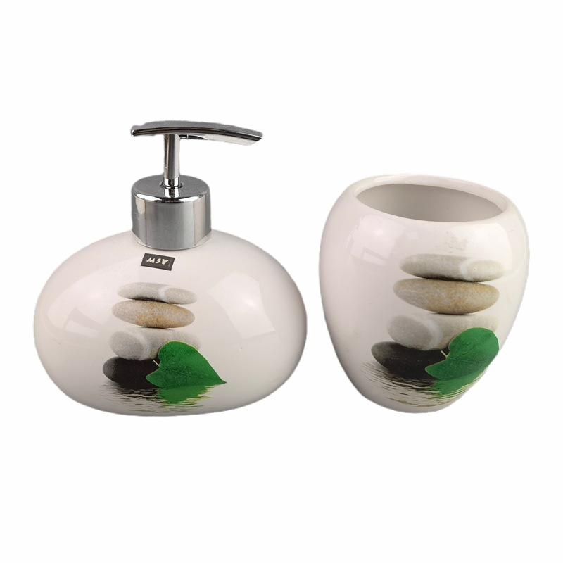 Baños de cerámica para niños animales marinos cepillo de dientes taza de enjuague bucal botella de emulsión sanitario fresco set de 4 piezas