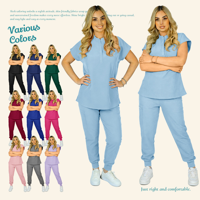 Cross-Border Scrub Set for Men and Women, Spa Beauty Workwear, Hospital Medical Surgical Tops and Pants