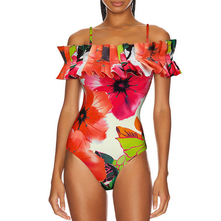 Women's Elegant Ditsy Floral Color Block 2 Pieces Set One Piece Swimwear display picture 4