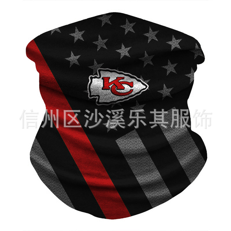 Máscara de impresión digital 3D para equipos de la NFL europeos y estadounidenses Montar al aire libre a prueba de polvo, protección solar, máscara deportiva a prueba de viento, se puede fijar Zhi