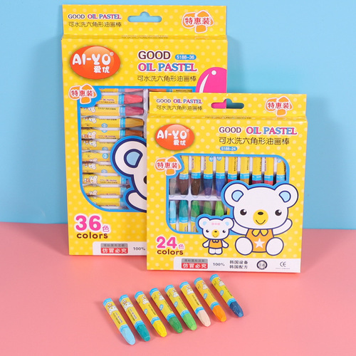 Cartoon color 12-color oil pastels hexagonal painting pens graffiti crayons children's art supplies stationery wholesale