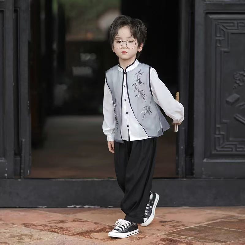 Hanfu for Boys Spring and Autumn New Children's New Chinese Style Ancient Tang Style Suit National Style Ancient Chinese Style Suit Primary School Students' Performance Suit