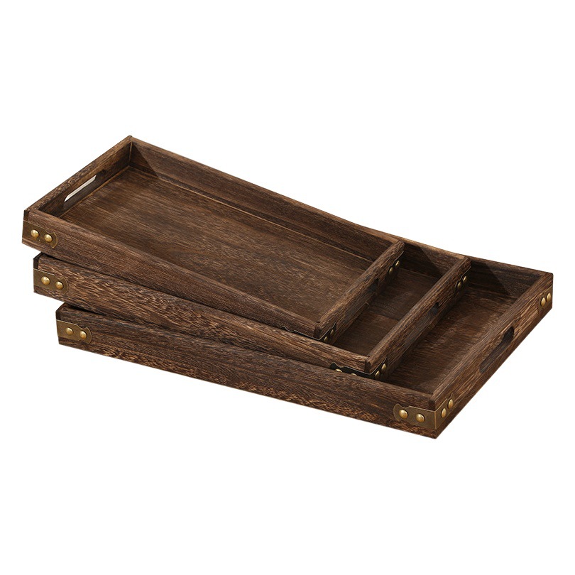 Juego de té de carbón creativo bandeja de traje estilo japonés estufa de cocina té fruta pan postre fruta seca Paulownia madera bandeja de almacenamiento