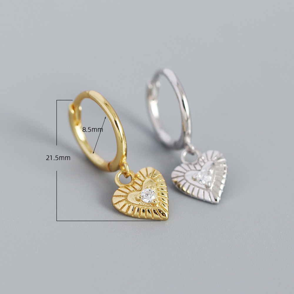 Elegant Heart Shape Sterling Silver Plating Rhinestones Earrings 1 Pair