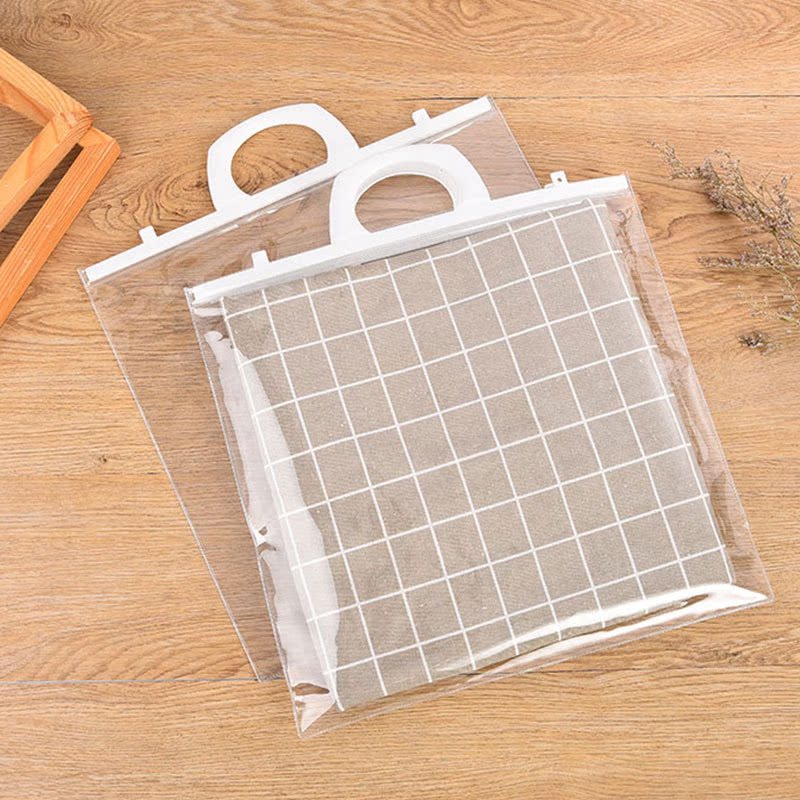 厂家批发PVC床上用品包装袋防水手提袋透明塑料袋带挂钩可加LOGO