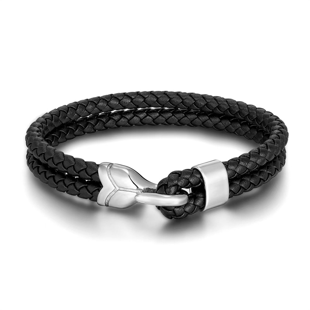 Pu Leather Chain Material 1 Piece Quantity Vintage Style Punk Geometric Pu Leather Handmade Men's Bracelets Men Cord & Leather Bracelets