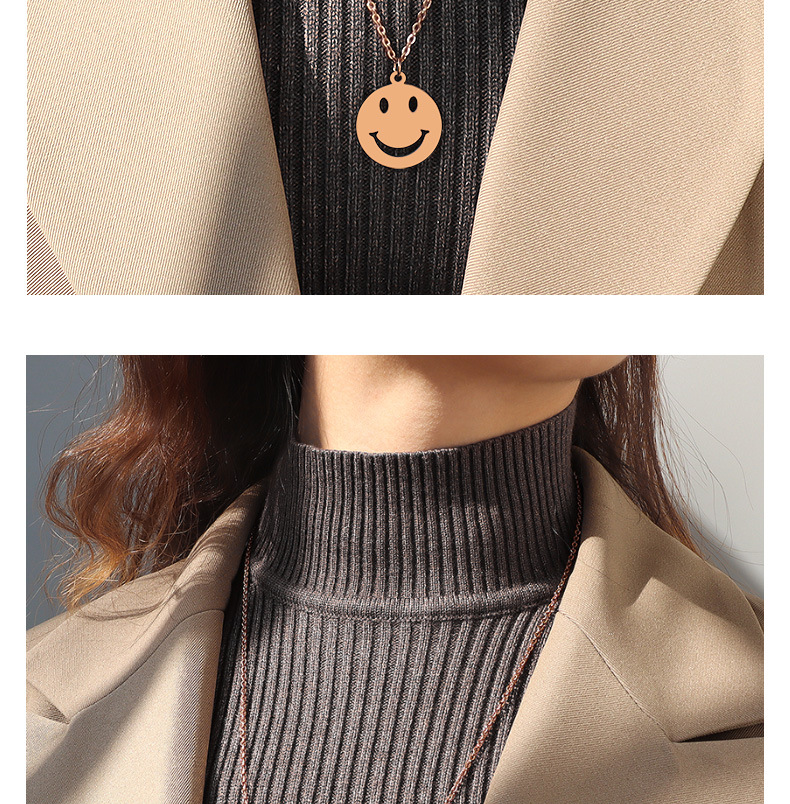 Smiley Face Pendant Fashion Titanium Steel Necklace display picture 5