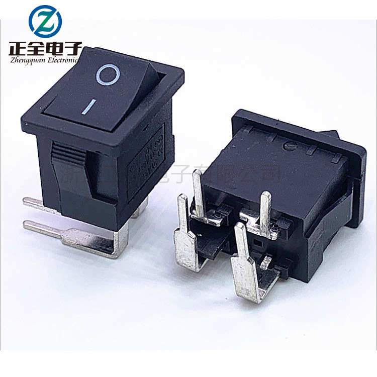 船型开关21*15MM KCD1-104翘板电源开关 4脚2档 弯脚 6A250V