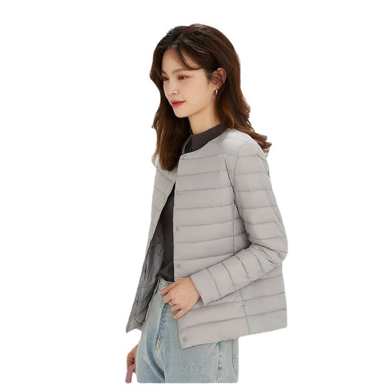 跨境羽绒服女轻薄短款便携式内胆新款秋冬外套女V领469874 478575|undefined