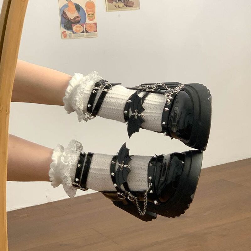 Punk Rock Dark Jk Uniform Girl Versatile Sweet and Cool Shoes Spring and Autum New Heightening and Slimming Look Mary Jane Shoes Punk Rock Dark Jk Uniform Girl Versatile Sweet and Cool Shoes Spring and Autum New Heightening and Slimming Look Mary Jane Shoes