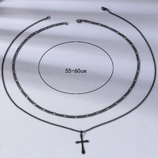 Multi-layer kruisketting voor heren hip-hopstijl titaniumstaal_voghion.com