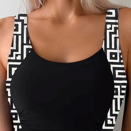 Minimalist Black One-Piece Swimsuit for Women - Elegant and Body-Concealing, with a Western and European Style