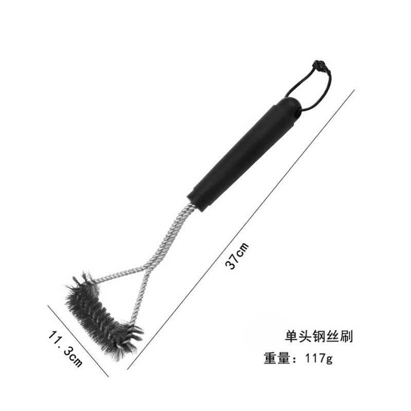 跨境烧烤刷清洁刷不锈钢钢丝刷油刷烧烤架烤炉烤网清洁三头带刮刀|undefined