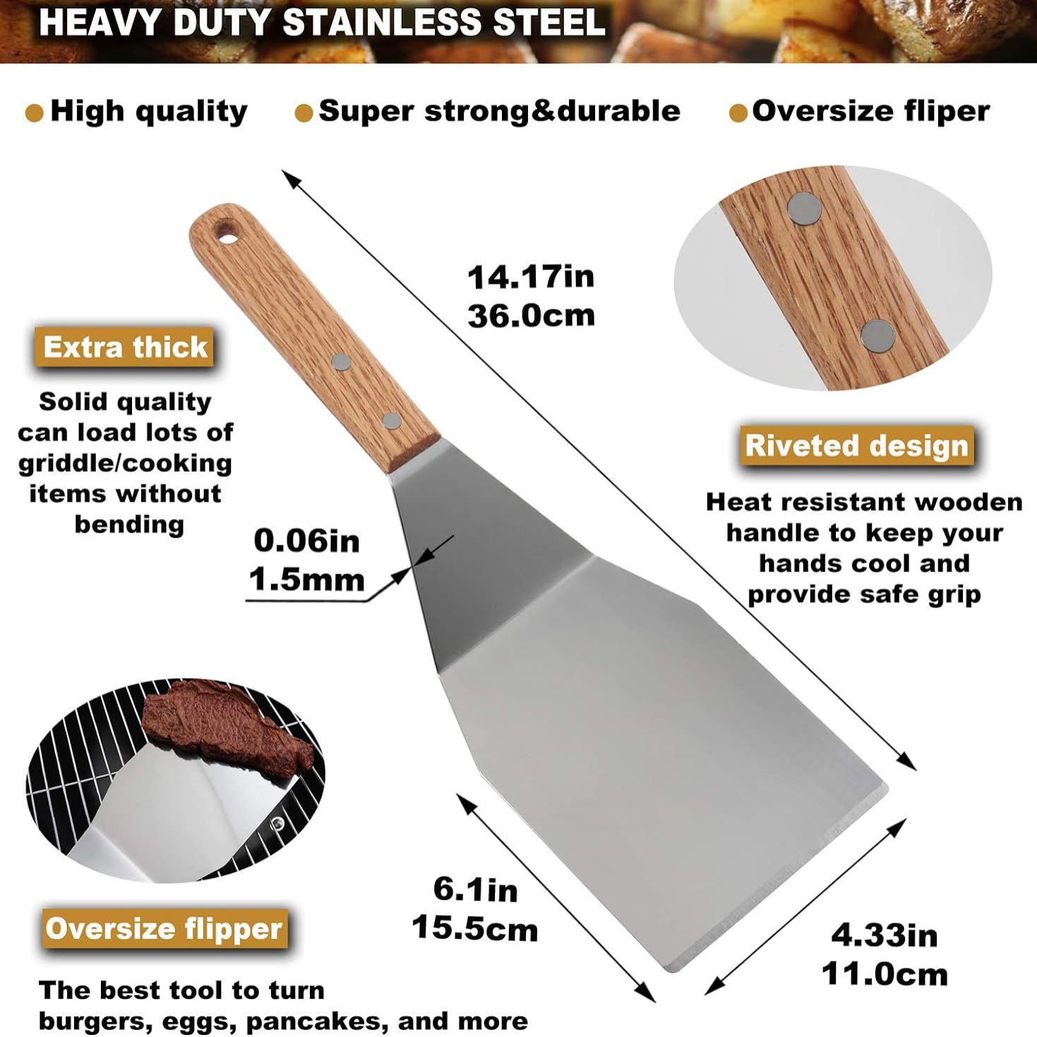 Juego de utensilios para hornear de acero inoxidable pala pala para acampar al aire libre pala teppanyaki pala para cocinar bistec juego de herramientas para barbacoa