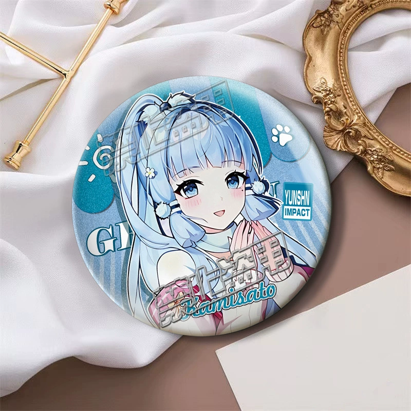 Значок-пин (Funina) Kurumi Kaedehara Manyo — двойной светоотражающий серебристый дизайн, 58/75 мм