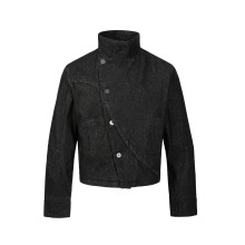 纵驰衣社秋季立体剪裁弧形牛仔夹克男秋季多形态不规则剑道服外套