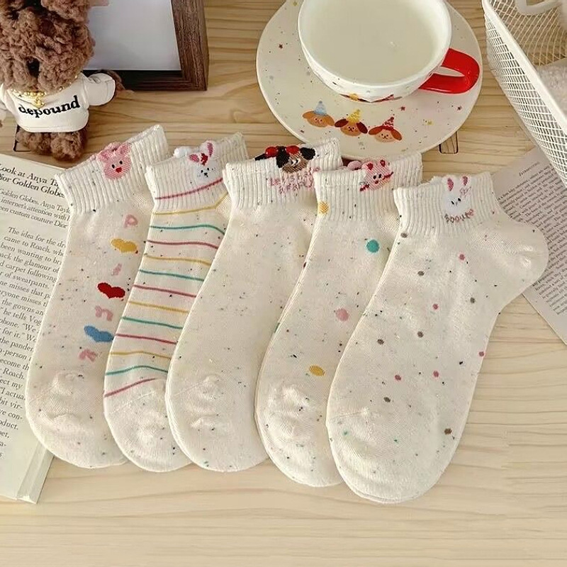 Cute Bunny Mid-Calf Socks for Women in Spring and Summer, Shallow Mouth Short Tube Boat Socks, Korean Style Ins Trendy Breathable Short Socks Cute Bunny Mid-Calf Socks for Women in Spring and Summer, Shallow Mouth Short Tube Boat Socks, Korean Style Ins Trendy Breathable Short Socks