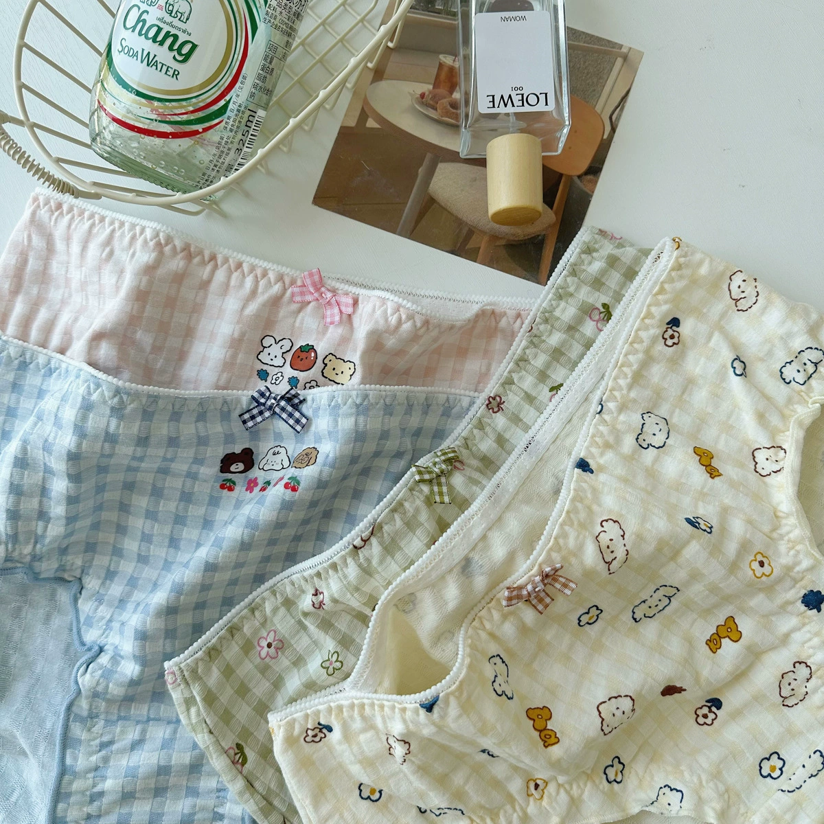 N8057 Fat MM Bubble Lauret милая девушка, поясной штанги, хлопковый средний уровень талии, низкая талия, японское сладкое женское нижнее белье