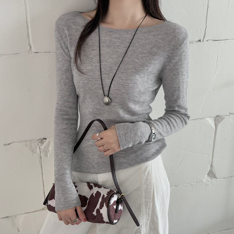 26 Autumn New Style Top, Ultra-fine Merino 100% Wool, Korean Style Solid Color Off-Shoulder Long Sleeve Knit Base Shirt for Women 26 Autumn New Style Top, Ultra-fine Merino 100% Wool, Korean Style Solid Color Off-Shoulder Long Sleeve Knit Base Shirt for Women