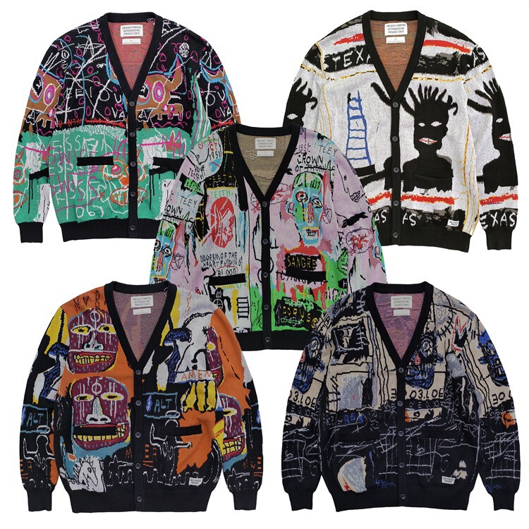 GUILTYPARTIES TIGER 23ssBASQUIAT Basquet cotton V-neck knitted cardigan