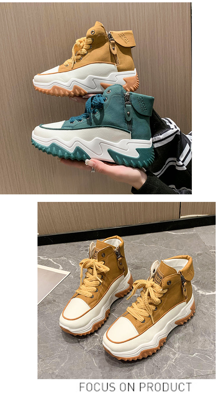 Design Sinn Kontrastfarbe Martin Damen 2024 Herbst neue koreanische Version dicke Sohle Höhe zunehmende kurze Stiefel_voghion.com