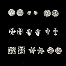 克罗心耳钉高版本个性百搭十字花十字架欧美流行耳饰工厂外贸直销