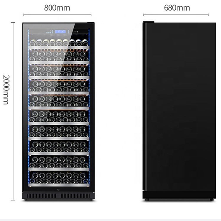 Venta al por mayor de temperatura constante y humedad gabinete de vino estante de madera maciza gabinete de vino de gran capacidad Vitrina refrigerada