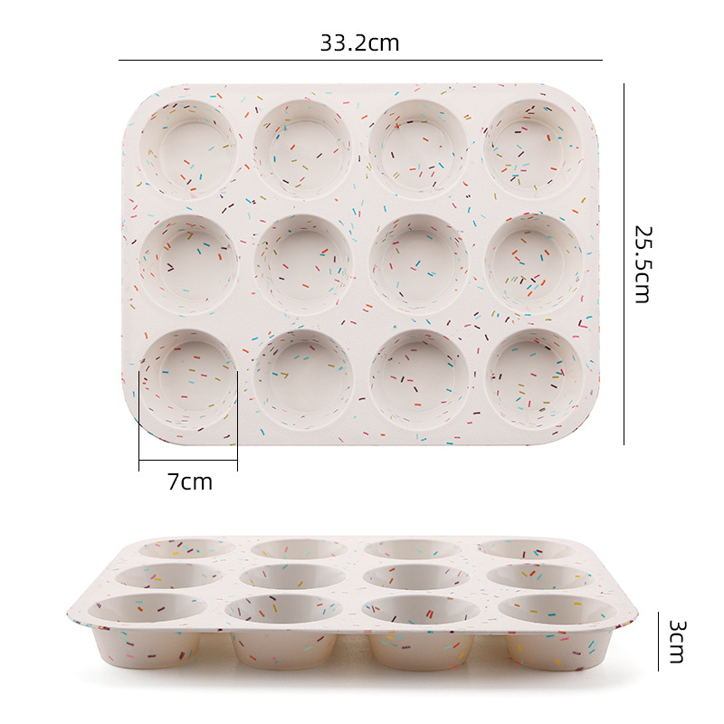 Food Grade Silicone Cupcake Mold 12 Cavity DIY Home Baking Tool Muffin Cup Kitchen Dining Bar_voghion.com