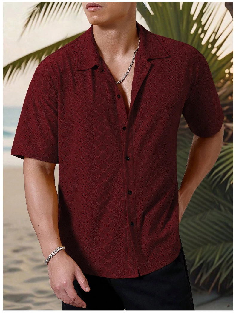 Men's Summer Casual Shirt Short Sleeve Lightweight Button Up Top_voghion.com