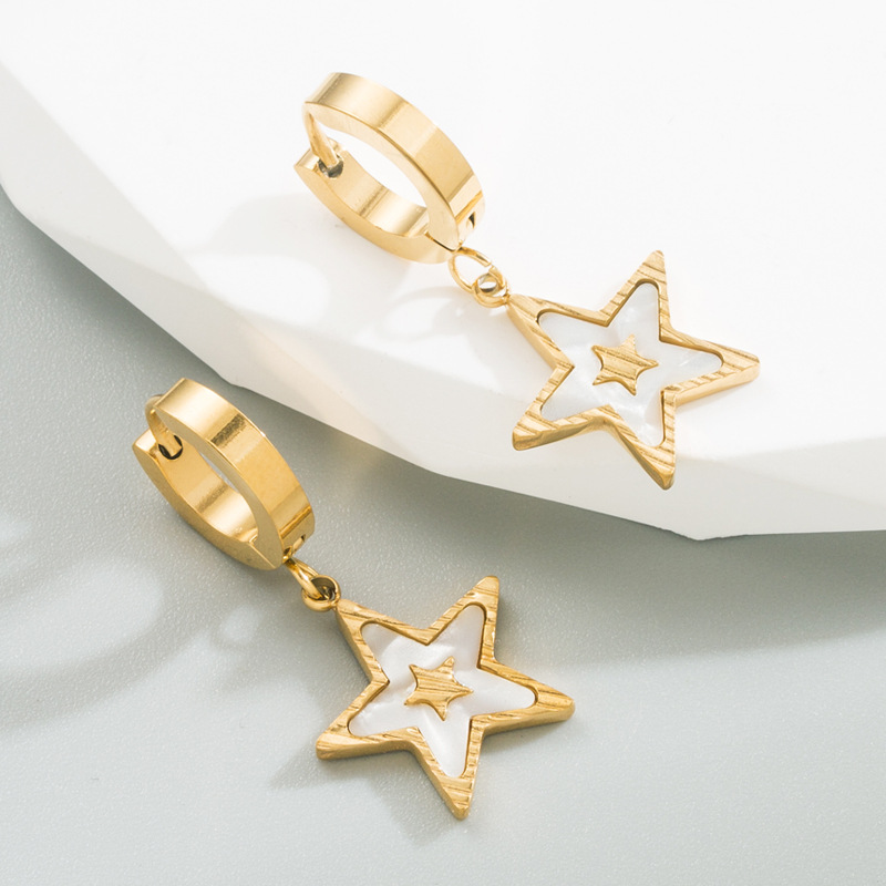 Fashion Square Star Titanium Steel Drop Earrings Plating Stainless Steel Earrings