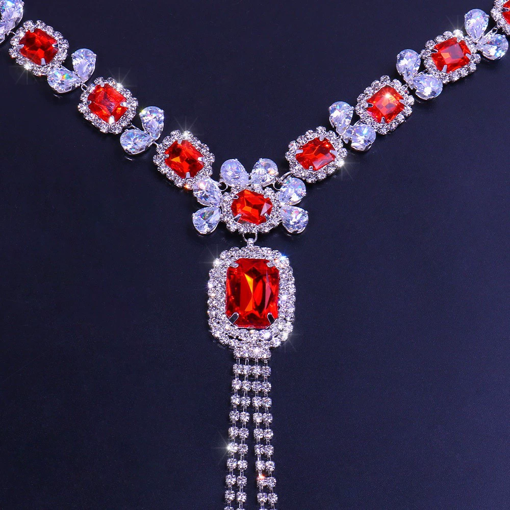 (Граница торговли), блестящее ruby украшение с цирконом, цепь, набор, европейский стиль
