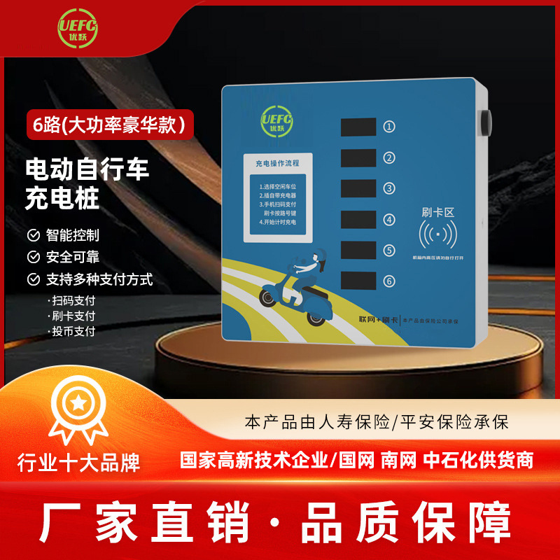 电瓶车电动车充电桩6路温感报警 门磁感应 扫码刷卡防水插头